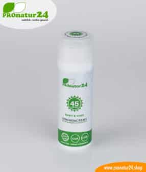 Sonnencreme LSF 45 – BABY & KIND. Mineralischer Lichtschutz, UVA, UVB, wasserfest, vegan – OHNE MIKROPLASTIK, OHNE ALKOHOL, OHNE CHEMIE
