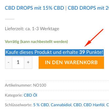 Der Punktewert des ausgewählten Produktes ist direkt sichtbar.
